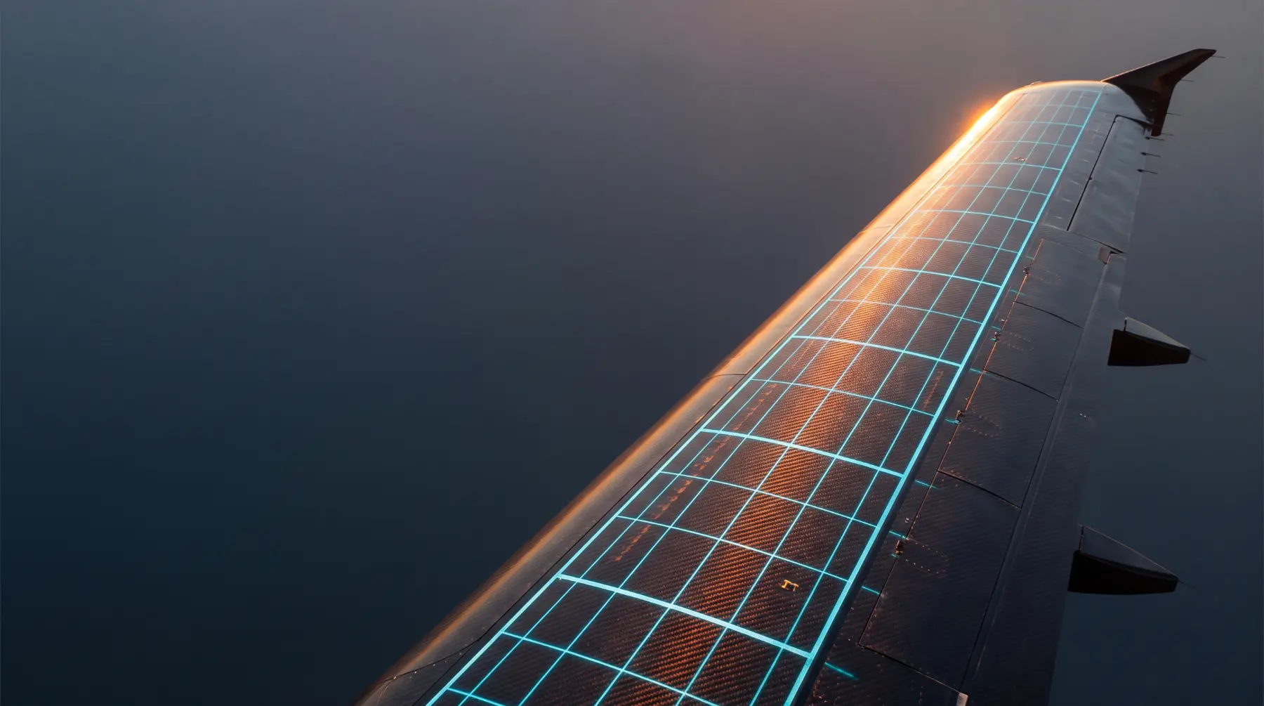 Aircraft wing with illuminated structural grid
